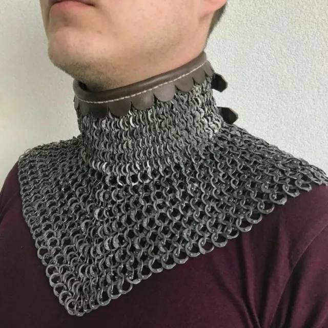 Handmade Chainmail Av-entail - Collar (neck protection) flat riveted with washer