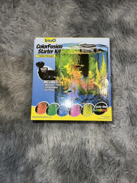 Tetra ColorFusion Starter Aquarium Kit 1 Gallon Hexagon tank(all parts included)