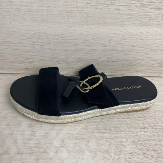 Stuart Weitzman “MYKONOS” Black Suede Two Strap Slide Sandals, Women’s 11M 3