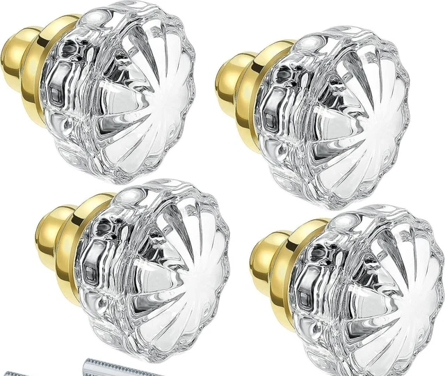 2 Sets Crystal Door Knobs Mortise Style Fluted Glass Door Knobs Antique Door Kno
