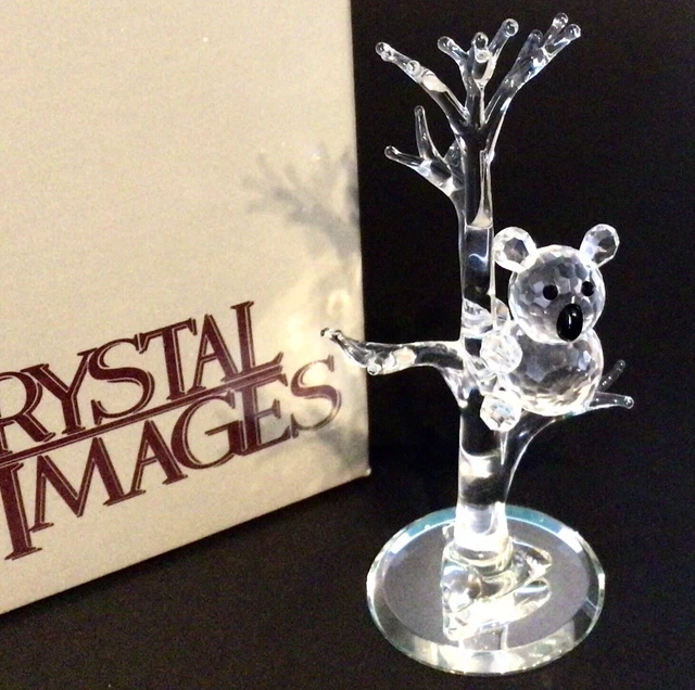 Crystal Koala Bear In Tree Figurine Austrian Crystallite 4" Vintage 1984