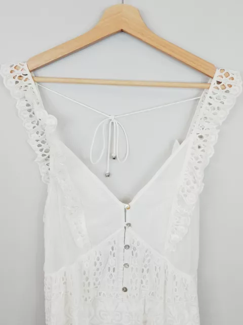 ZIMMERMANN Womens Size 1 or 10 / US 6 White Silk Blend Broderie Playsuit Romper 2