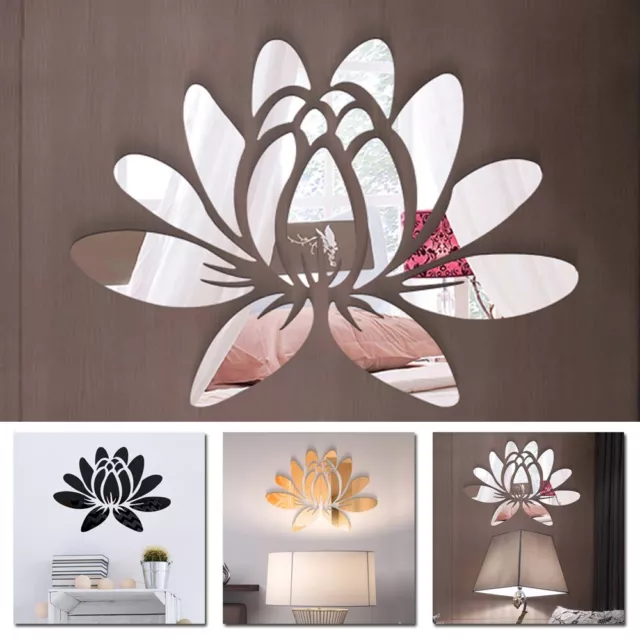 3D Miroir Fleur Art Acrylique Mural/Décalque Amovible Mural Décoration de Maison