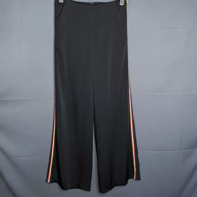 Line + Dot Womens Dress Pants Medium Black Ribbon Stripe Wide Leg Career