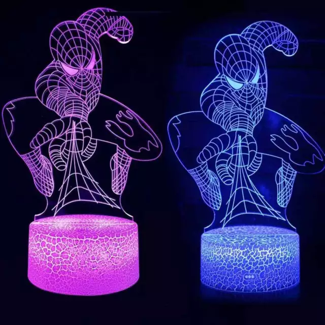 3D LED Night Lights Kids Rechargeable Spiderman 16 Colors Desk Lamp Xmas Gift