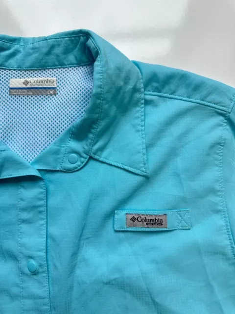 Columbia PFG Tamiami II Short Sleeve Snap Shirt Vented Atoll Aqua Blue/Womens L