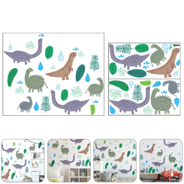 2 Pcs Dinosaur Scene Wall Sticker Nursery Room Decals Cupboard