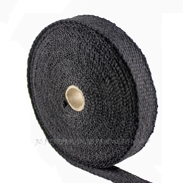 Black 50' Fiberglass Exhaust Header Wrap Turbo Tape Cloth Insulation Thermo B150