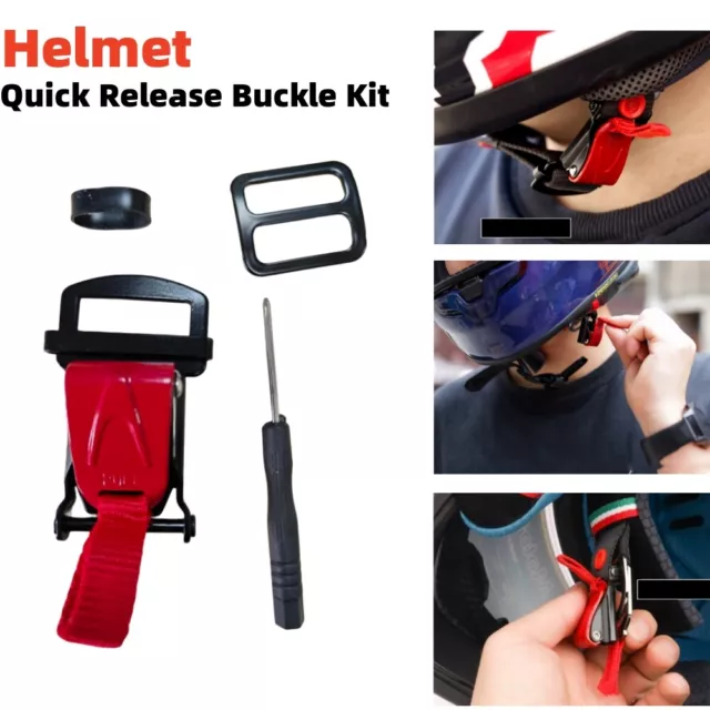 Motorcycle Helmet Quick Release Buckle Kit Ratcheted Metal Chin Strap Adapter