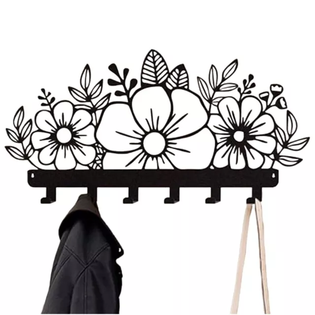 6 Hooks Flowers Wall Mounted Coat Rack Coat Racks Metal Wall Art for Entryway Wa 2