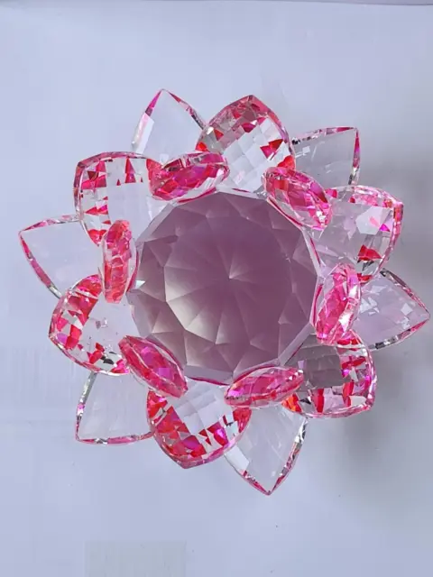 Crystal Lotus Flower Ornament Large Crystal Craft Home Decor Flowers 15Cm
