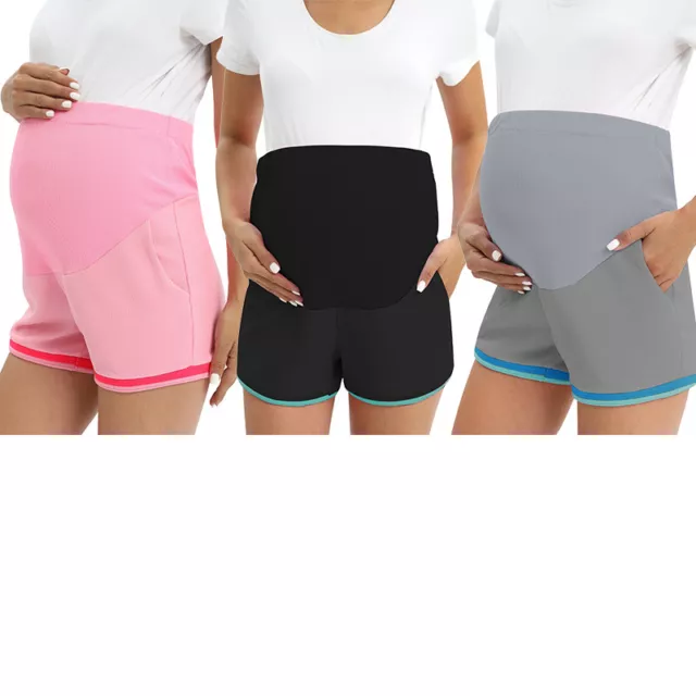 Maternity Shorts Pregnant Women Over The Belly Pajamas Shorts Soft Elastic Pants
