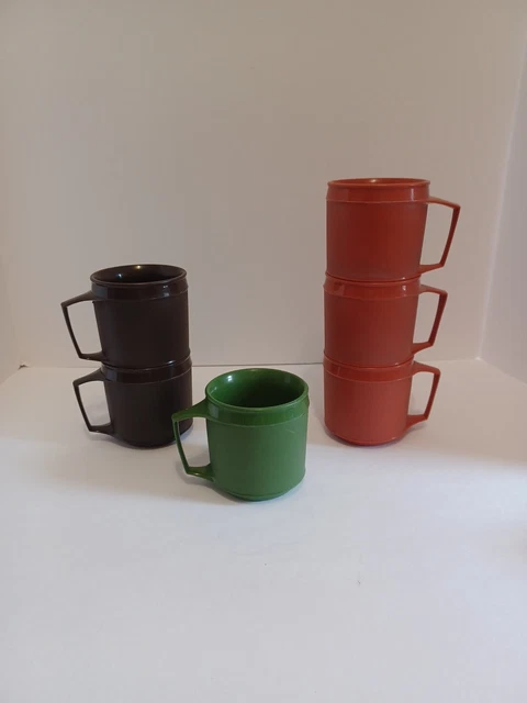 Aladdin Green, Orange, Brown Insulated Mug Camping Shatterproof Lot of 6