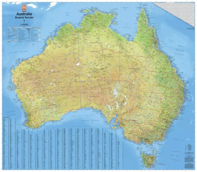 Australia Hema 1660 x 1455mm Road & Terrain Mega Map Laminated Wall Map with ... 2