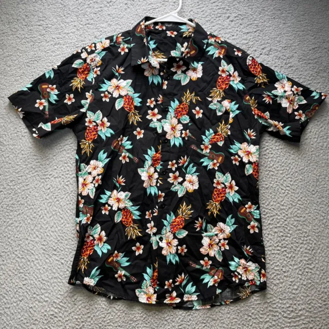 Mens Hawaiian Shirt Size Medium Floral Camp Aloha Coofandy Button Up Short Sleev