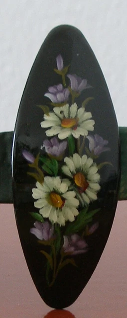 Russische Miniaturmalerei! Handgemalte Haarspange. Schöne Margeriten! Stylish!