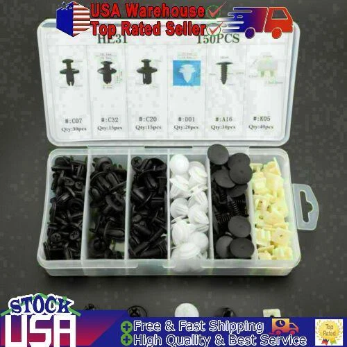 150PCS Car Push Pin Rivets Clip Door Pannel Bumper Repair Fastener Clips Kit