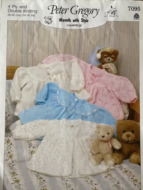 ORIGINAL KNITTING PATTERN FOR 4 BABIES MATINEE JACKETS 4ply & DK  14-18” CHEST