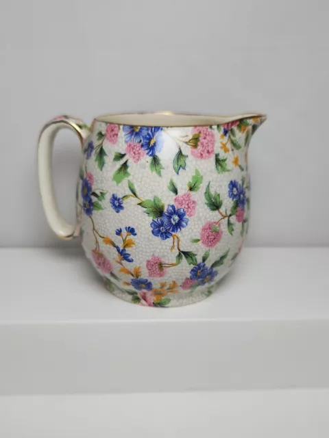 Vtg ROYAL WINTON Grimwades England Old Cottage Chintz Creamer Pitcher 3" H *read