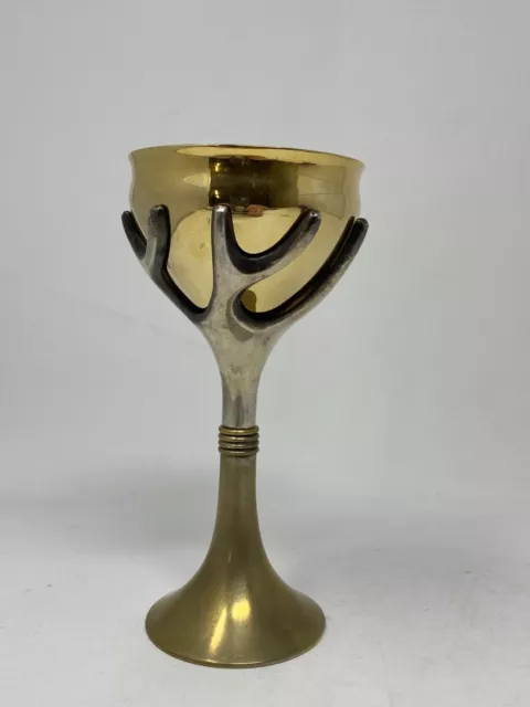 Signed Sandra Kravitz Kiddush Cup - Tree of Life Cup - Silver Plate, Gold Plate 2