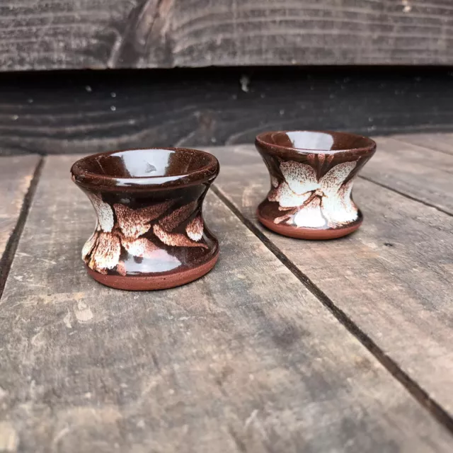 2 x Small Tenby Welsh Studio Pottery Egg Cups FREE P&P