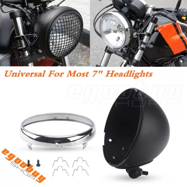 For Harley Softail/Fat Boy/Heritage 7" Headlight Housing Headlamp Shell Bucket