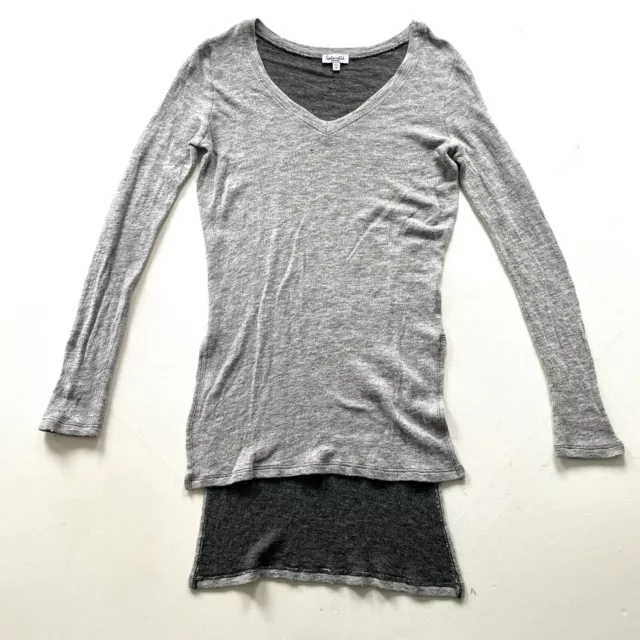 Splendid Sweater Womens Medium, Merino Wool Blend, Long Sleeve Hi-Lo Tunic Grey