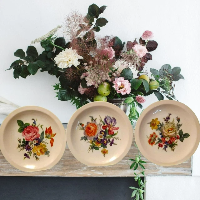 Set of 3 Bareuther Waldsassen Bavaria Germany Salad Plates Florals 7 3/4 Inch Vi