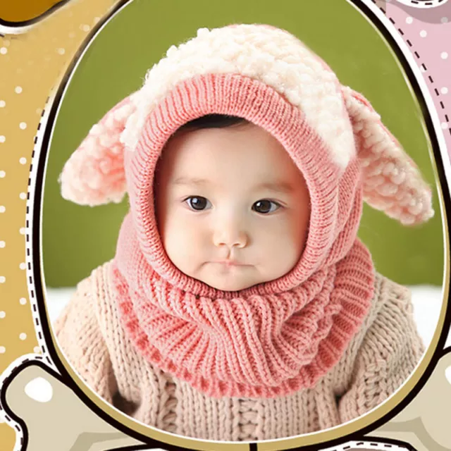 Winter Toddler Baby Kids Warm Hat Girls Boys Hooded Scarf Beanie Caps Hats Cap 2