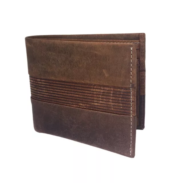 BRADN NEW Premium Goat Leather Vintage Bifold Credit Card Wallet - 11cm x 9cm