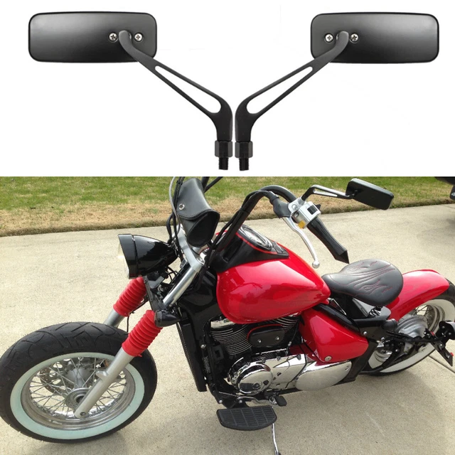 Chrome 10mm Motorcycle Rectangle Side Mirrors – Fits Suzuki Boulevard S40, C50, C50T, C90 & Universal