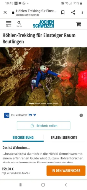 Jochen Schweizer Erlebnis Gutschein Höhlentrekking  159,90 Wert