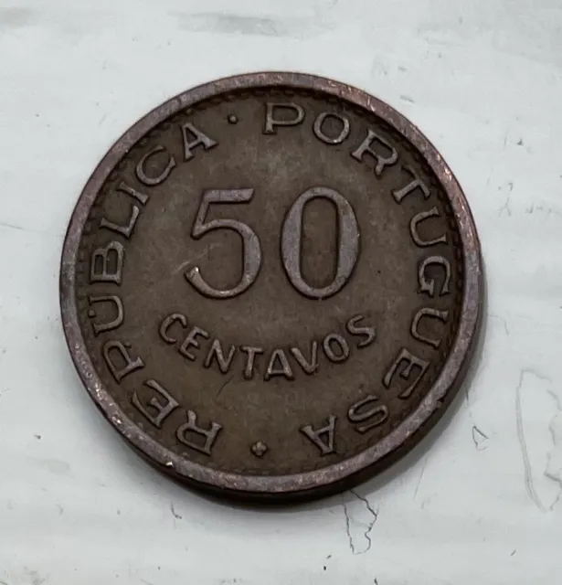 Portuguese Mozambique 50 Centavos Coin 1957 Republica Portuguesa *COLLECTABLE*