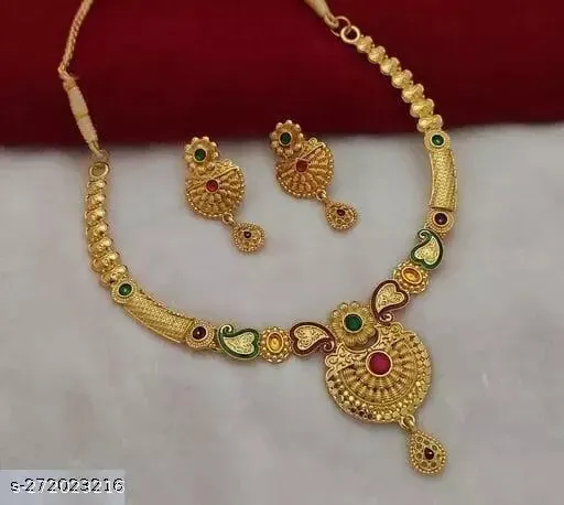 Indian Bollywood Style Designer Gold Plated Fashion Bridal Jewelry Necklace Set
