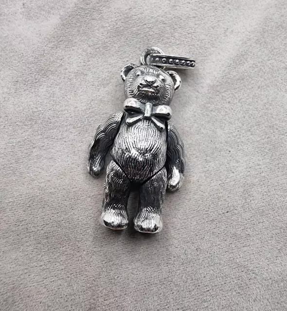 Elegant Teddy Bear with Tie Pendant Solid 925 Sterling Silver Gift UK