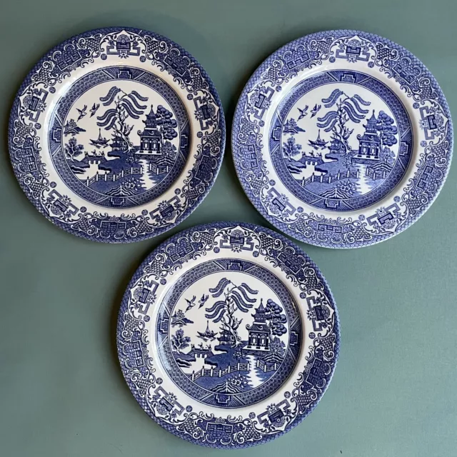 10” EIT English Ironstone Tableware Willow Blue & White Dinner Plates FREE P&P