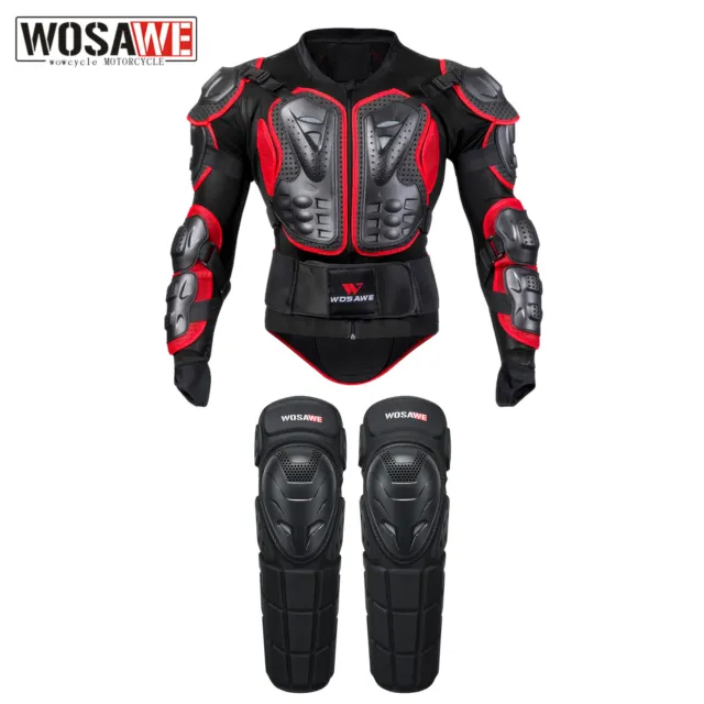 WOSAWE Motorrad Brustschutz Knieschützer Set Motocross Racing Armor Jacke Set