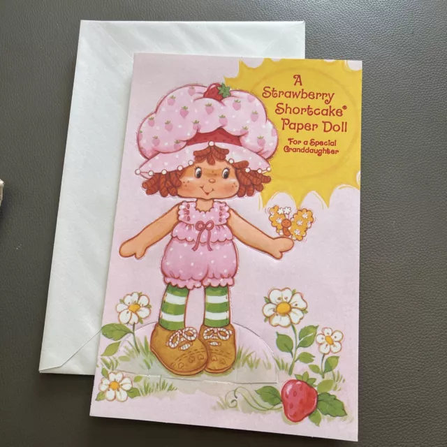 American Greetings Vintage Strawberry Shortcake Paper Doll Easter Card UNCUT