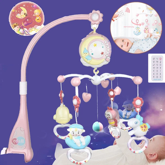 BABY MUSICAL CRIB Bed Bell Cot Mobile Stars Dreams Light Nusery Lullaby