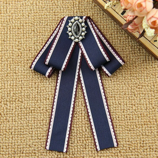 Vintage Scuola Fiocco Cravatta Strisce Stile Britannico per Donne Camicia Abito