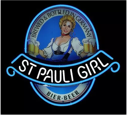 St. Pauli Girl Beer Neon Sign 24"x20" Beer Bar Pub Store Wall Deocr Artwork