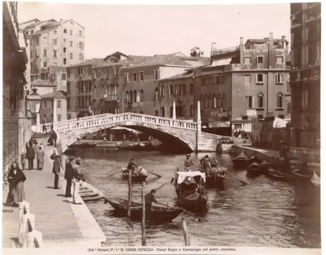 Italia, Venezia, Canal Regio, E. Alinari Vintage albumen print, Italia Tirage