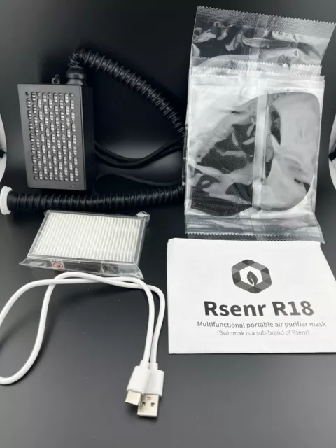 Rsenr R18 Electric Wearable air purifier mask Filtered air, Rechargeable