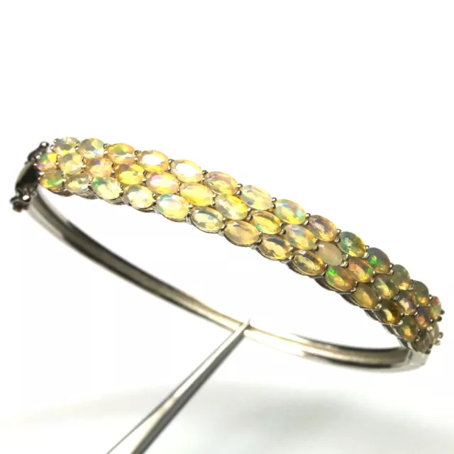 Non Chauffé Multicolore Opale Bracelet Croix 5.1cm x 6.3cm 925 Argent