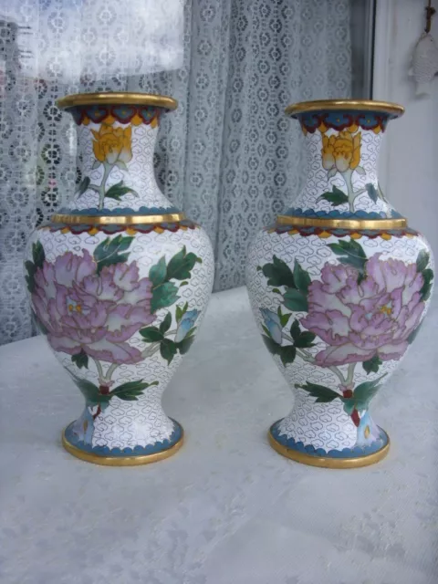 2 x Alte Cloisonne Vasen China .