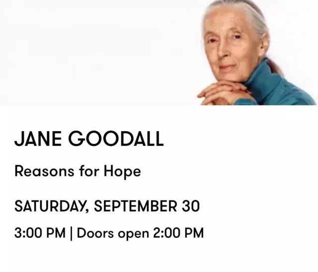 2 Tix Jane Goodall Kings Theater 9/30