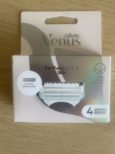 4 cuchillas de afeitar Gillette Venus para piel y cabello púbico.