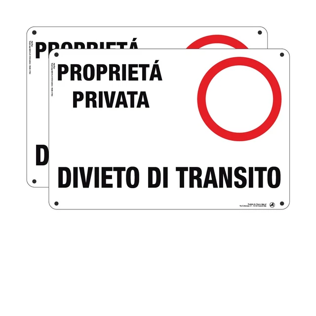 Divieto Di Sosta Cartello Proprietà Privata 30x12 Cm - PVC Resistente Con Fori Per Fissaggio Segnaletica Sicurezza Autoestinguente - Foto 2