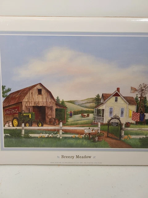 2001 John Deere, Coca-Cola Old Barn SCAFA Art NEW LITHO Breezy Meadow Farm