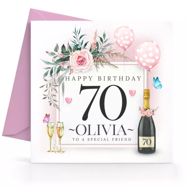 Personalised 70th Birthday Card Female Sister Friend Wife Mum Mother Grandma 3